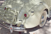 Detail of the back of a Packard classic car in a car festival in San Lorenzo de El Escorial, Madrid.