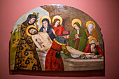 Burial of Christ of master of Pozancos oil on table, Diocesan museum of Ancient Art Sigüenza, Guadalajara province, Spain