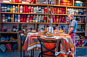 France, Pyrenees Atlantiques, Pays Basque, Ascain, Saint-Jean-de-Luz, shop fabrics Lartigue 1910