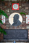 Monument to Eusebi Güell and Bacigalupi in La Pobla de Lillet, Berguedà, Catalonia, Spain.