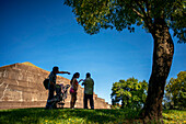 Maya-Ruinen von Tazumal in Chalchuapa, El Salvador, Hauptpyramide, präkolumbianische archäologische Stätte, wichtigste und am besten erhaltene Maya-Ruinen in El Salvador, Tazumal heißt übersetzt "Der Ort, an dem die Opfer verbrannt wurden", Departement Santa Ana