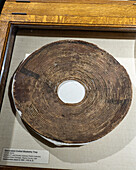 Ein 1000 Jahre altes Korbgeflecht-Artefakt aus der Fremont-Kultur der amerikanischen Ureinwohner im USU Eastern Prehistoric Museum in Price, Utah