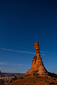 The BIg Dipper beside moonlit Chimney Rock in the Maze District of Canyonlands National Park in Utah.