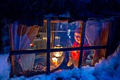 Inside a family sami house in Lønsdal Storjord, Norway. Saltfjellet-Svartisen national park.