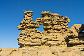 Fantastisch erodierte Sandsteinformationen in der Fantasy Canyon Recreation Site, in der Nähe von Vernal, Utah