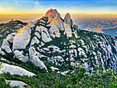 Limestone turrets of the mountains of Montserrat, Barcelona, Catalonia, Spain