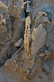 Das Dinosaurier-Rückgrat, eine der fantastisch erodierten Sandsteinformationen in der Fantasy Canyon Recreation Site, nahe Vernal, Utah