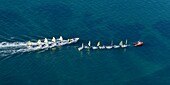 France, Loire Atlantique, Pornic, sailing school (aerial view)