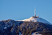 France, Puy de Dome, listed as World Heritage by UNESCO, Regional Natural Park of the Auvergne Volcanoes, Saint Genes Champanelle, communication relay at the summit of Puy de Dome (1465m)