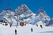 France, Savoie, Massif de la Vanoise, Pralognan La Vanoise, National Park, on the ski area, the Marmot trail under the Genepi lift and the points of la Gliere