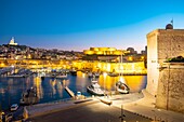 France, Bouches du Rhone, Marseille, the Old Port, Fort Saint Jean and Notre Dame de la Garde basilica