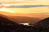 France, Rhone, Saint Romain en Gal, The Rhone and Loire on Rhone in the background from Vienna