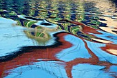 France, Vaucluse, Bollene, Central lock on the Donzere Mondragon Canal, reflection of a cruise ship on the Rhone