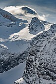 France, Savoie, Massif de la Vanoise, Pralognan La Vanoise, National Park, Bochor slopes, glacier and Pointe du Dard view in the national park