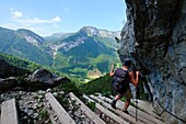 France, Haute Savoie, Thorens-Glières, Pas du Roc stairs