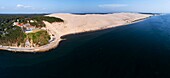 Frankreich, Gironde, Bassin d'Arcachon, La Teste-de-Buch, Pyla-sur-mer, Dune du Pilat, La Co(o)rniche Hotel (Luftaufnahme)