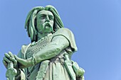 France, Cote d'Or, Alise Saint Reine, monumental statue of Vercingetorix at the top of the mount Auxoir by the sculptor Aime Millet