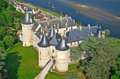 Frankreich, Loir et Cher, Schloss Chaumont und die Loire (Luftaufnahme)