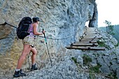 France, Haute Savoie, Thorens-Glières, Pas du Roc stairs