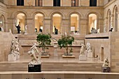 France, Paris, area listed as World Heritage by UNESCO, view inside Musee du Louvre from the Passage Richelieu