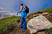 France, Isere, Venosc, hiker wlaking to the Vallon pass