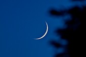 France, Lozere, Causse Mejean, moon, crescent