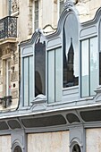France, Cote d'Or, cultural landscape of Burgundy climates listed as World Heritage by UNESCO, Dijon, detail of an art Nouveau facade
