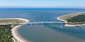 France, Vendee, La Barre de Monts, Noirmoutier bridge (aerial view)