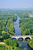 France, Maine et Loire, Montreuil Bellay, bridge (aerial view)