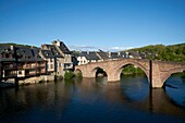 France, Aveyron, Lot, Espalion, the Pont Vieux of Gothic style, dated 13th century