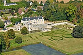 France, Loir et Cher, Loire Valley, listed as UNESCO World Heritage, St Denis sur Loire Castle (aerial view)