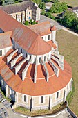 France, Yonne, Pontigny, the Cistercian abbey of Pontigny (aerial view)
