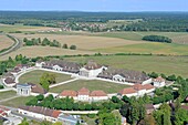 France, Doubs, Arc et Senans, royal saltworks of Arc et Senans, listed as World Heritage by UNESCO (aerial view)