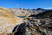 Frankreich, Isere, La Ferriere, Blick auf den See Cos vom Tal der Vache aus