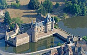 France, Saone et Loire, La Clayette, the castle (aerial view)