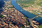 Frankreich, Isere, Vienne, Die Rhone (Luftaufnahme)