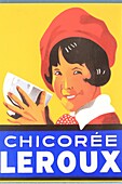 France, Nord, Orchies, Leroux chicory museum, old advertisement (mid 20th century) for chicory Leroux