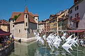 France, Haute Savoie, Annecy, in front of the old prison or palace of the island an installation of the event Annecy landscape with the work Origami de Antoine Milian