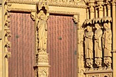 France, Moselle, Metz,Saint Etienne of Metz gothic cathedral, the main portal on the western facade