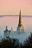 France, Saone et Loire, Autun, the cathedral Saint Lazare in the mist