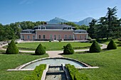 France, Savoie, Chambery, water basin in front of Boigne castle in the park of Buisson round