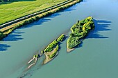 France, Ain, Peyrieu, The Rhone (aerial view)