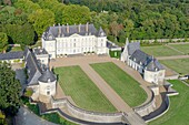 France, Maine et Loire, Maze, castle of Montgeoffroy (aerial view)