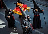 France, Pyrenees Orientales, Perpignan, Sanch procession on the streets of the historic old town of Perpignan