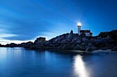 France, Finistere, Pagan country, Legend coast, Brignogan Plages, Beg Pol point, Pontusval lighthouse at night, listed as Historical monument