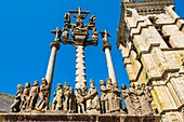 France, Finistere, Saint Thegonnec, step on the way to Santiago de Compostela, the Parish close of the 16th and 17th centuries, the calvary