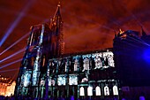 France, Bas Rhin, Strasbourg, old town listed as World Heritage by UNESCO, Notre Dame cathedral, summer light and sound show