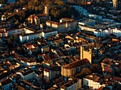 France, Pyrenees, Ariege, Pamiers, aerial view of the town of Pamiers