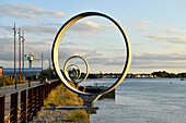 France, Loire Atlantique, Nantes, Ile de Nantes, quai des Antilles, Buren's rings on Loire River quays