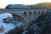 France, Bouches du Rhone, The Blue Coast, Ensuès la Redonne, Calanque salt water, salt water viaduct